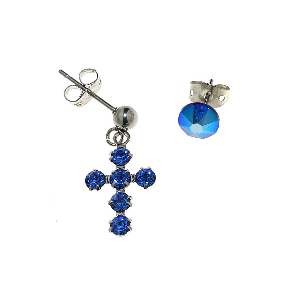 Orecchino Les Deux Amis con cristalli strass - Colore gradazione Blu - Rebollo srl