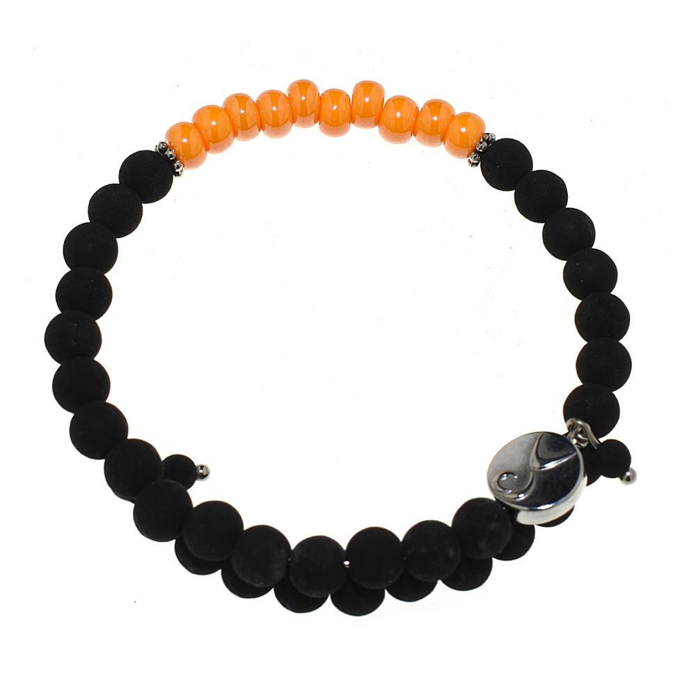 Bracciale Enegy Stone in perle Lava e Vetro di Murano - Colore Lava con Arancione - Rebollo srl